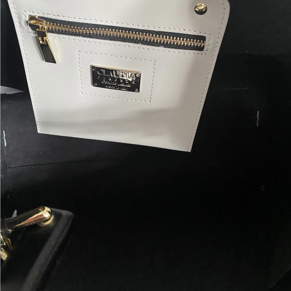 🆕 Claudia Firenze Isadora 🇮🇹 Handbag Wooden Handle Cream Italian Leather Satchel - Picture 16 of 16